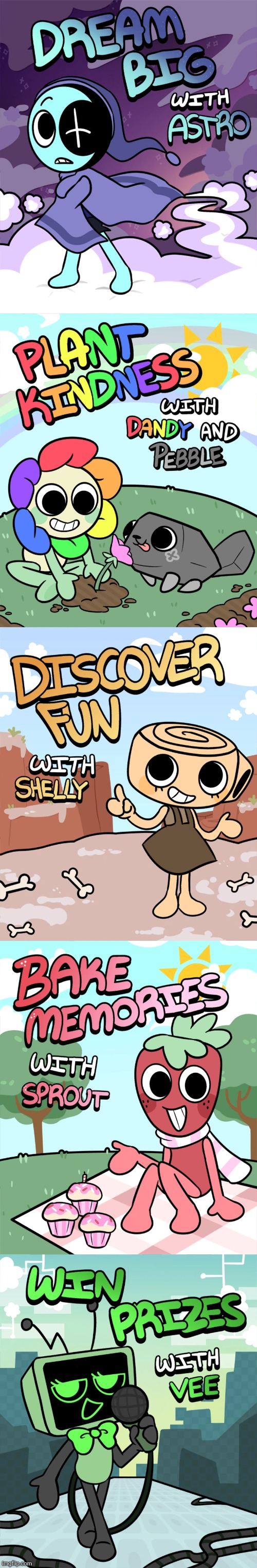 Dandy's World: Main Character Posters (Updated).mp3 | image tagged in dandy's world,poster | made w/ Imgflip meme maker