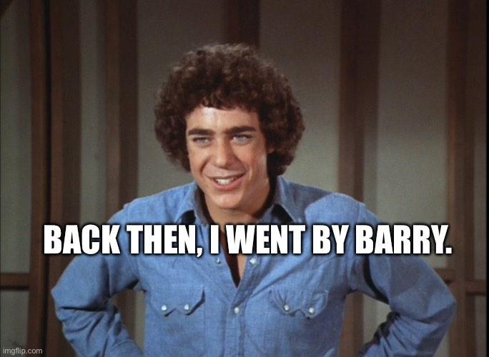 Greg Brady | BACK THEN, I WENT BY BARRY. | image tagged in greg brady | made w/ Imgflip meme maker