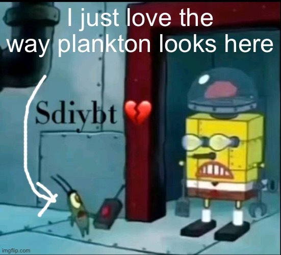 Also why is this a phrase????????? | I just love the way plankton looks here | image tagged in sdiybt | made w/ Imgflip meme maker