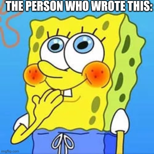 Innocent Spongebob | THE PERSON WHO WROTE THIS: | image tagged in innocent spongebob | made w/ Imgflip meme maker