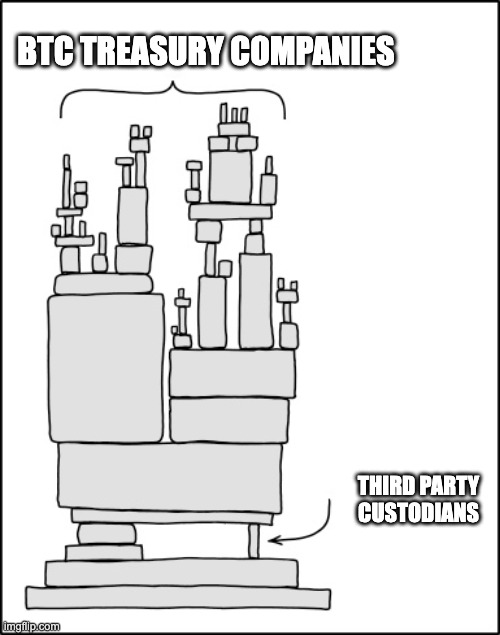 Bitcoin Treasury Companies | BTC TREASURY COMPANIES; THIRD PARTY CUSTODIANS | image tagged in open source | made w/ Imgflip meme maker