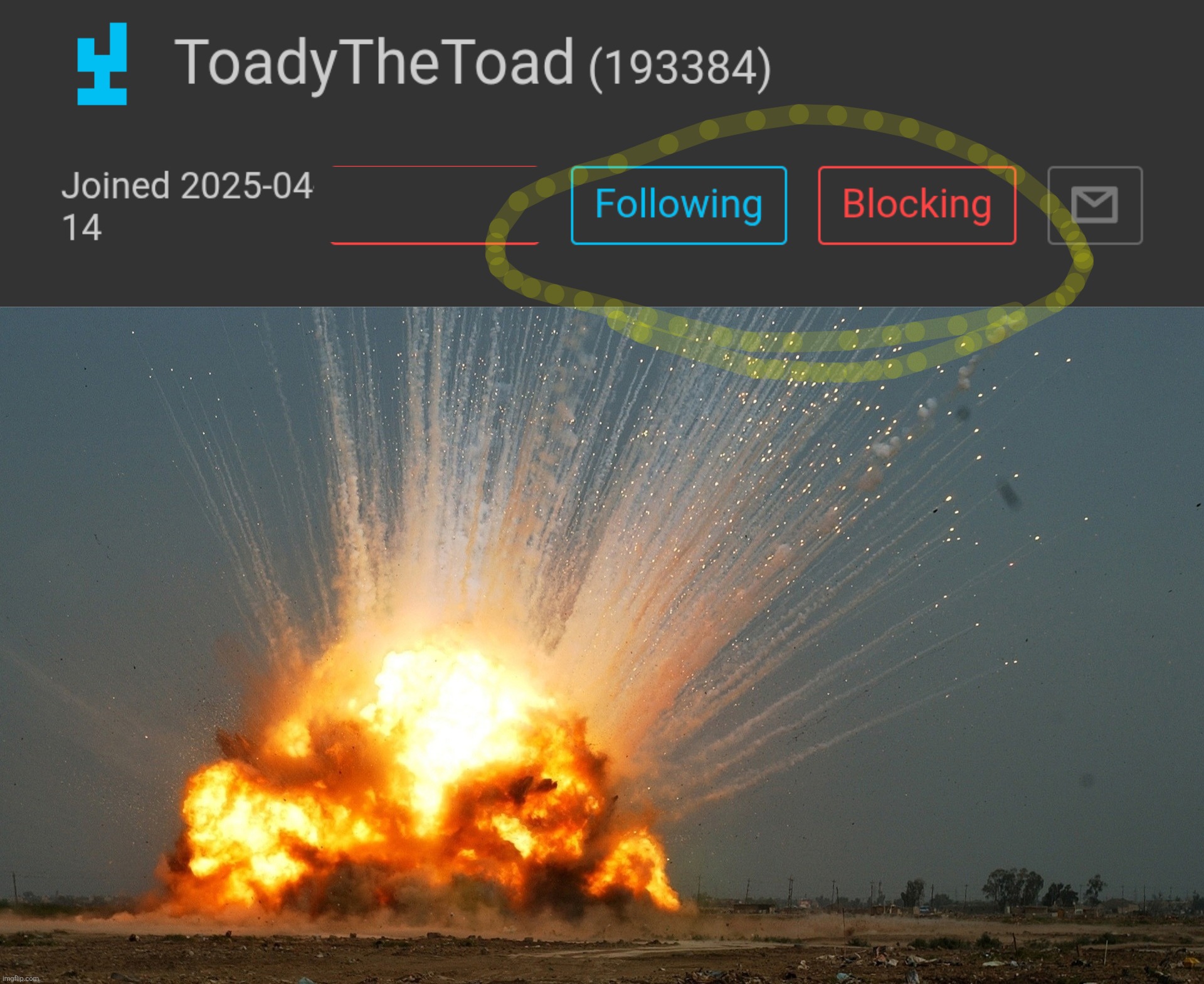 image tagged in divide by zero explosion | made w/ Imgflip meme maker