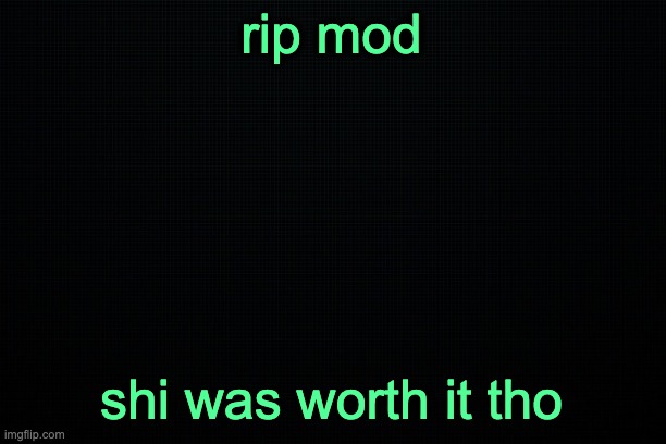 The Black | rip mod; shi was worth it tho | image tagged in the black | made w/ Imgflip meme maker