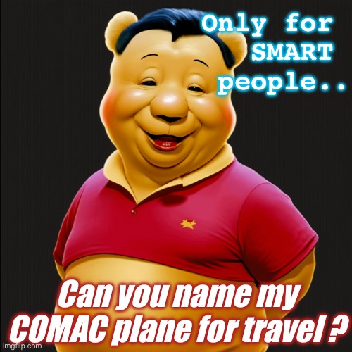 Xi JinPing Winnie Jet | Only for 
SMART 
people.. Can you name my COMAC plane for travel ? | image tagged in winnie-the-pooh xi jinping,winnie xi | made w/ Imgflip meme maker