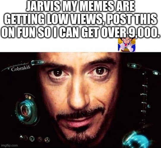 yeah | JARVIS MY MEMES ARE GETTING LOW VIEWS, POST THIS ON FUN SO I CAN GET OVER 9,000. Cobraki6 | image tagged in jarvis template,low effort,blowjob | made w/ Imgflip meme maker