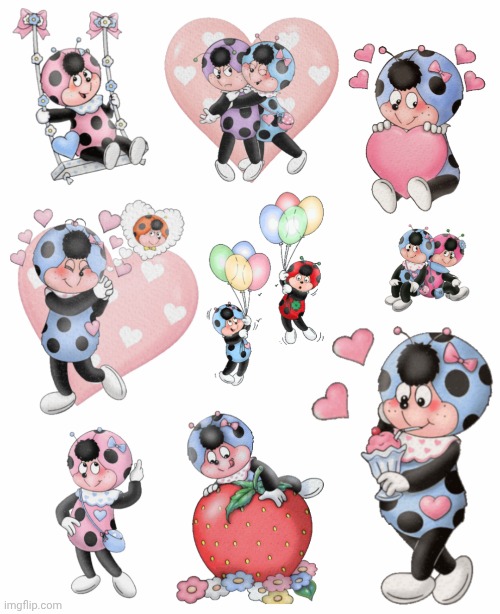 Cococinel (Cocomiel)1992: Babicinel (Babimiel) love bug ladybug stickers cutouts | image tagged in cococinel,cocomiel,babicinel | made w/ Imgflip meme maker