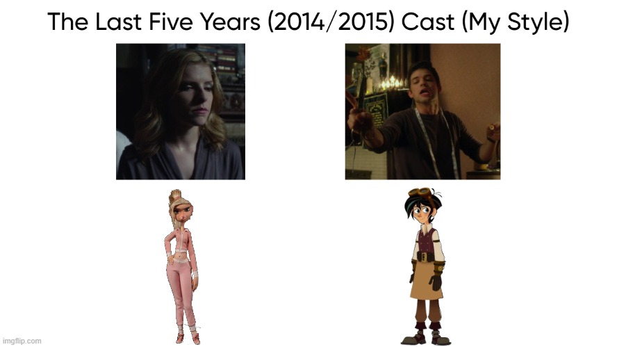 The Last Five Years (2014/2015) Cast (My Style) | image tagged in the last five years 2014/2015 cast my style,meme,memes,spoof cast,the last five years,characters | made w/ Imgflip meme maker