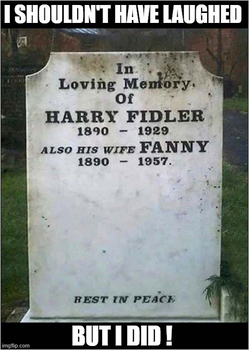 Some Graveyard Humour ! | I SHOULDN'T HAVE LAUGHED; BUT I DID ! | image tagged in gravestone,unfortunate,nickname,dark humour | made w/ Imgflip meme maker
