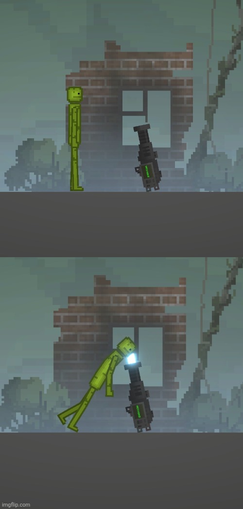 Melon looking into gun Blank Meme Template