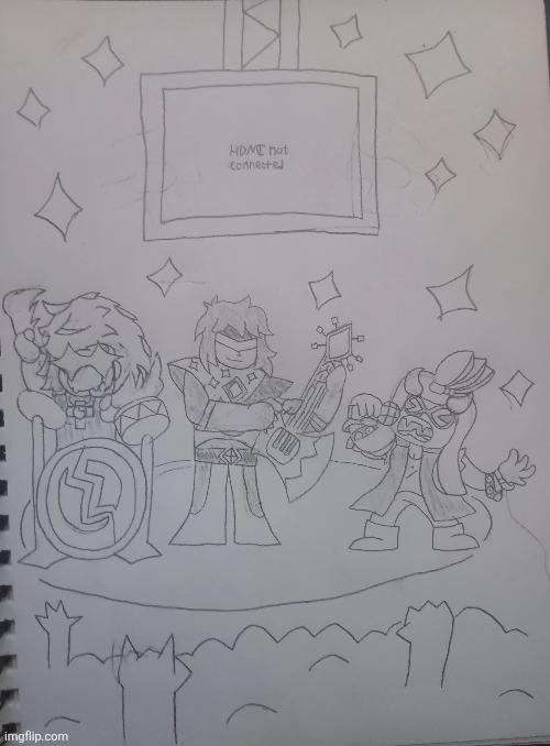 I finished that drawing of the big 3 in the Lightners Live fits/poses | made w/ Imgflip meme maker