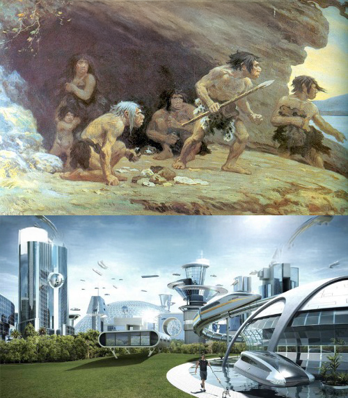 Caveman vs the future world Blank Meme Template