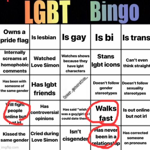 LGBTQ bingo | image tagged in lgbtq bingo | made w/ Imgflip meme maker