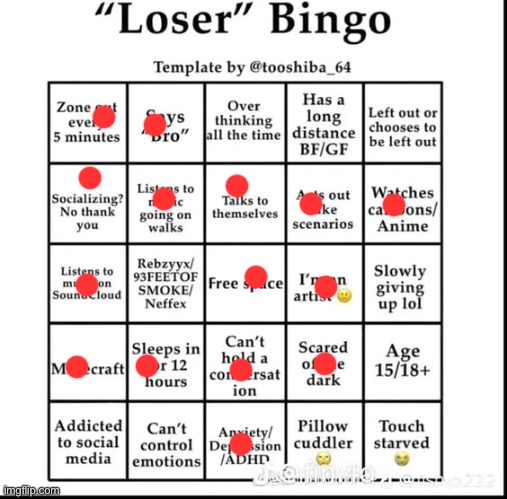 this isn’t a “loser” bingo this was the most obviously ableist-made bingo i’ve ever seen | image tagged in loser bingo | made w/ Imgflip meme maker