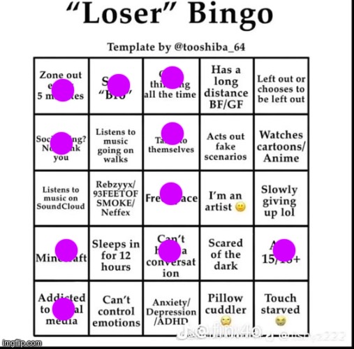loser bingo | image tagged in loser bingo | made w/ Imgflip meme maker