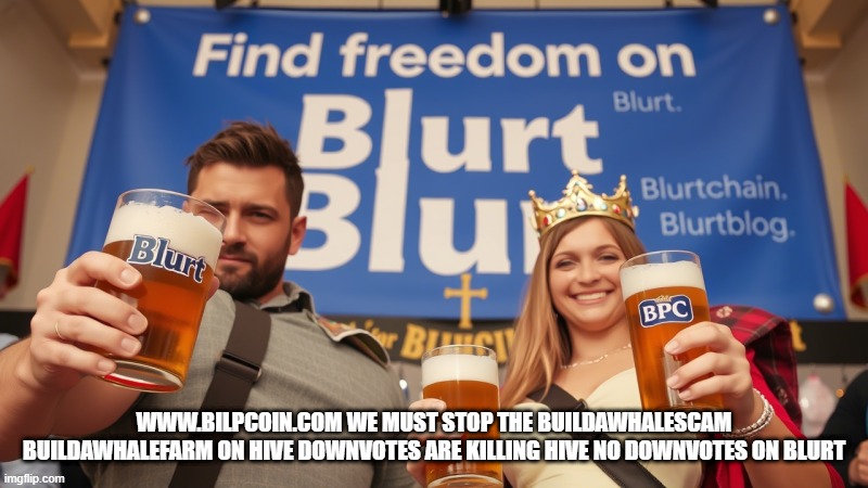 WWW.BILPCOIN.COM WE MUST STOP THE BUILDAWHALESCAM BUILDAWHALEFARM ON HIVE DOWNVOTES ARE KILLING HIVE NO DOWNVOTES ON BLURT | made w/ Imgflip meme maker