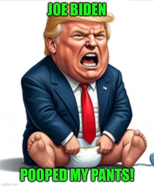 Baby trump | JOE BIDEN; POOPED MY PANTS! | image tagged in baby donald at play | made w/ Imgflip meme maker