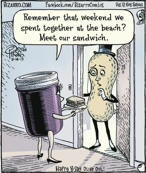 Bizarro Comics | image tagged in comics,bizarro comics,mister peanut,sandwich,grape jelly | made w/ Imgflip meme maker