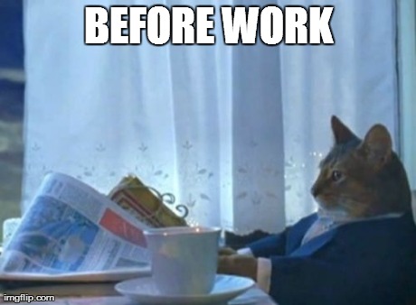 I Should Buy A Boat Cat | BEFORE WORK | image tagged in memes,i should buy a boat cat | made w/ Imgflip meme maker