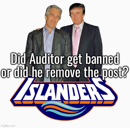 You know which one I’m talking about. | Did Auditor get banned or did he remove the post? | image tagged in islanders | made w/ Imgflip meme maker