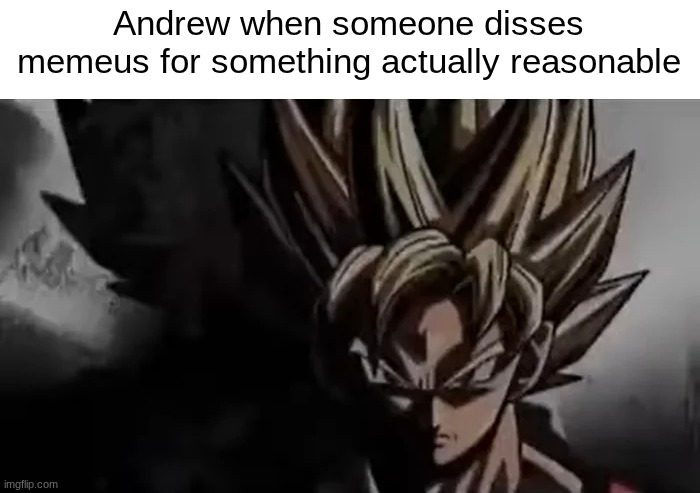 Goku Staring | Andrew when someone disses memeus for something actually reasonable | image tagged in goku staring | made w/ Imgflip meme maker