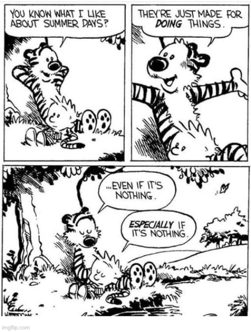 The simple things of life… | image tagged in calvin and hobbes,comics,summer days,doing nothing | made w/ Imgflip meme maker