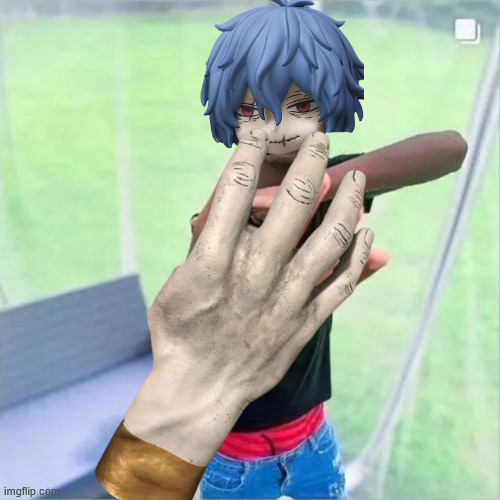 Tomura Four | image tagged in black boi holding up 4 fingers,tomura,fingers,four,4 | made w/ Imgflip meme maker