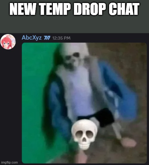 Sans skull | NEW TEMP DROP CHAT | image tagged in sans skull | made w/ Imgflip meme maker