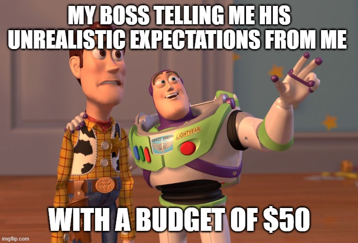 Never do marketing for a start up | MY BOSS TELLING ME HIS UNREALISTIC EXPECTATIONS FROM ME; WITH A BUDGET OF $50 | image tagged in memes,now this looks like a job for me,job | made w/ Imgflip meme maker