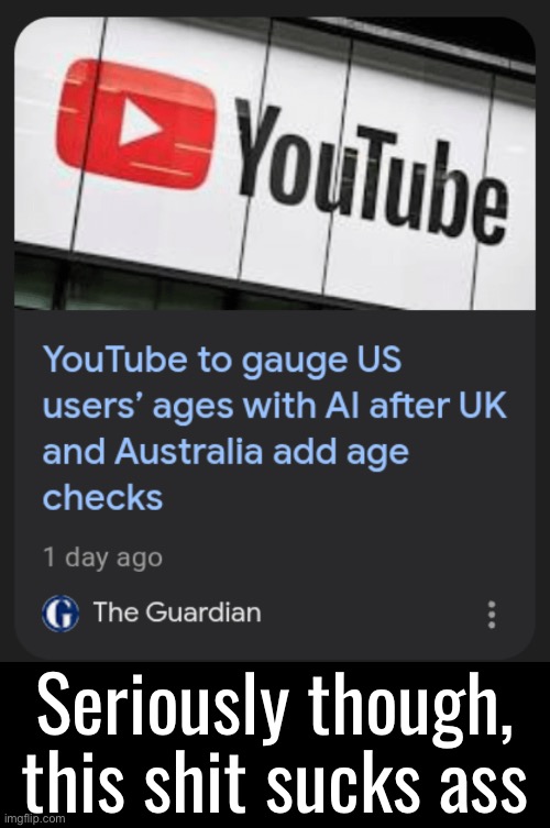I want everyone to understand, I hate the use of AI anywhere. This is total bullshit, I’ve stated I don’t like this many times | Seriously though, this shit sucks ass | made w/ Imgflip meme maker