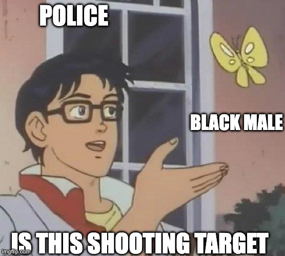 America | POLICE; BLACK MALE; IS THIS SHOOTING TARGET | image tagged in is this butterfly | made w/ Imgflip meme maker
