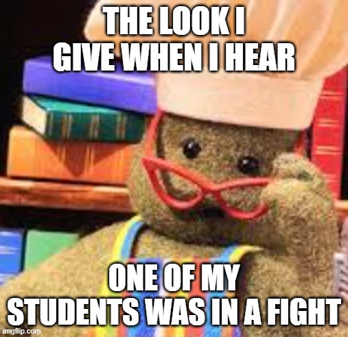 students fighting in school | THE LOOK I GIVE WHEN I HEAR; ONE OF MY STUDENTS WAS IN A FIGHT | image tagged in funny memes | made w/ Imgflip meme maker