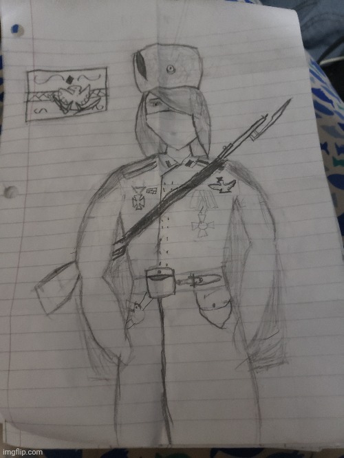 Oldish art, My OC Karl Volkov, from the Kingdom of Russytanya, essentially if ww1 Germany and ww1 Russian had a dumpster baby | made w/ Imgflip meme maker