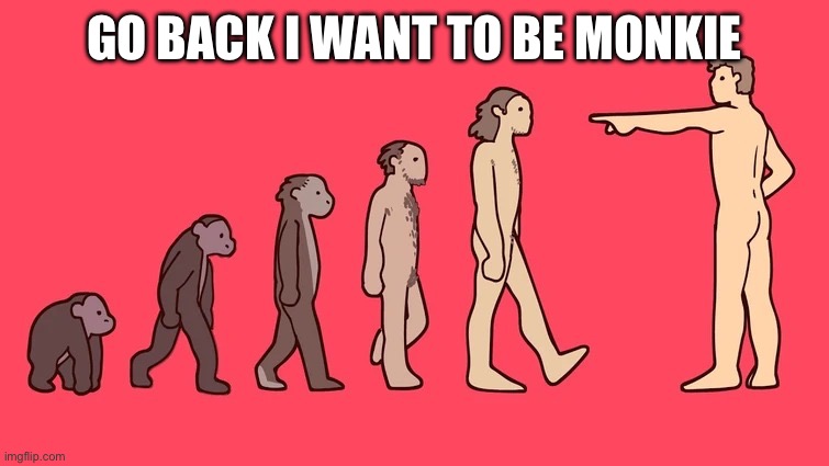 Go back i want to be monkie | GO BACK I WANT TO BE MONKIE | image tagged in go back i want to be monkie | made w/ Imgflip meme maker