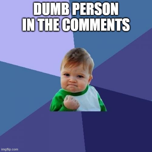 Incase he removes it he was stalking my profile, then I called him a stalker, and he said "your on my profile" | DUMB PERSON IN THE COMMENTS | image tagged in memes,success kid | made w/ Imgflip meme maker