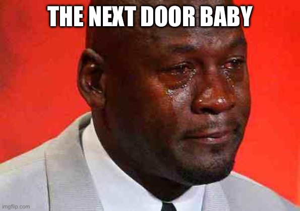 crying michael jordan | THE NEXT DOOR BABY | image tagged in crying michael jordan | made w/ Imgflip meme maker