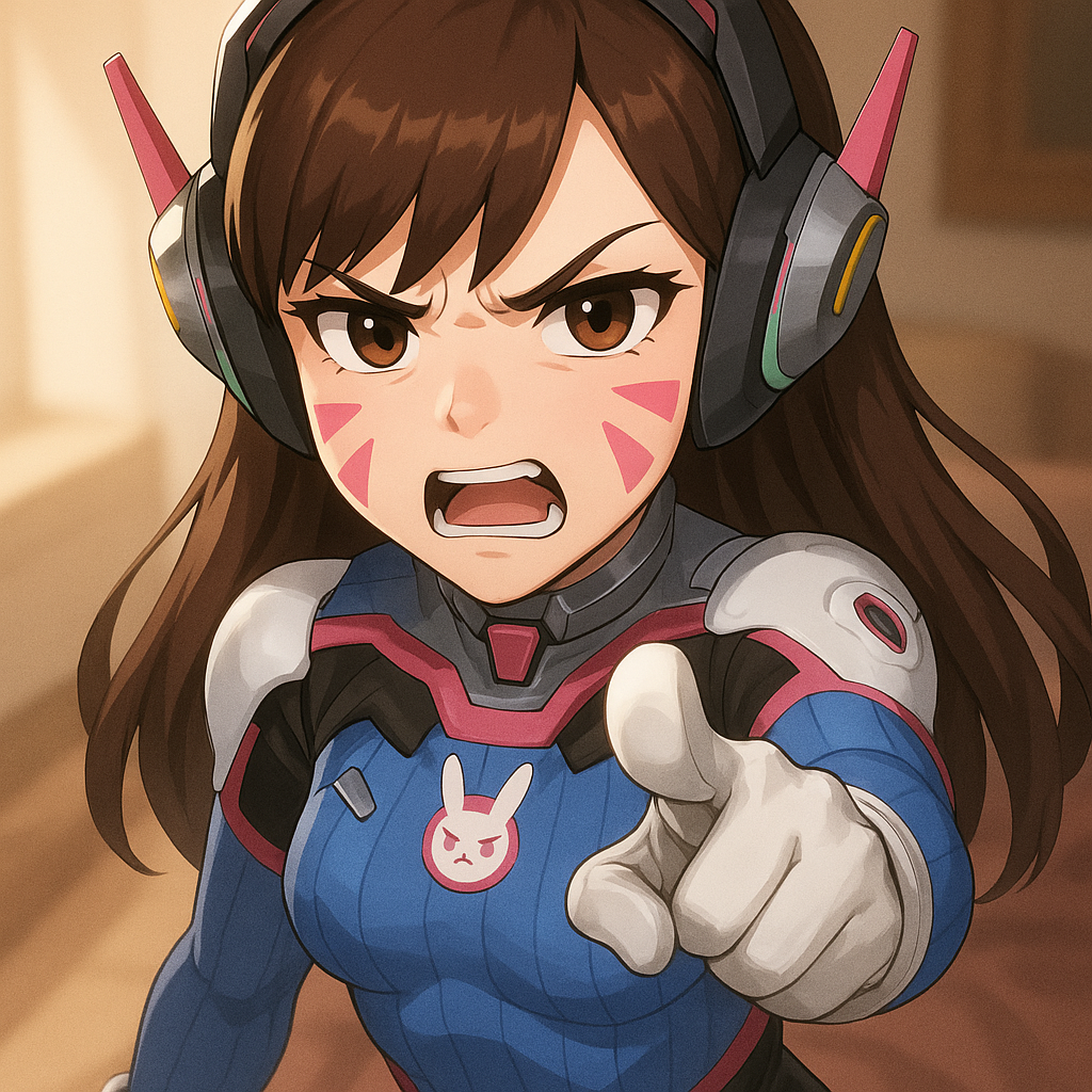 D.Va pointing Angrily Blank Meme Template