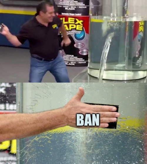 Flex Tape | BAN | image tagged in flex tape | made w/ Imgflip meme maker