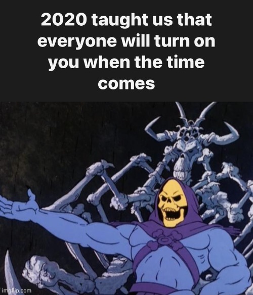 Everyone will turn on you | image tagged in skeletor offers astonished commentary,truth | made w/ Imgflip meme maker