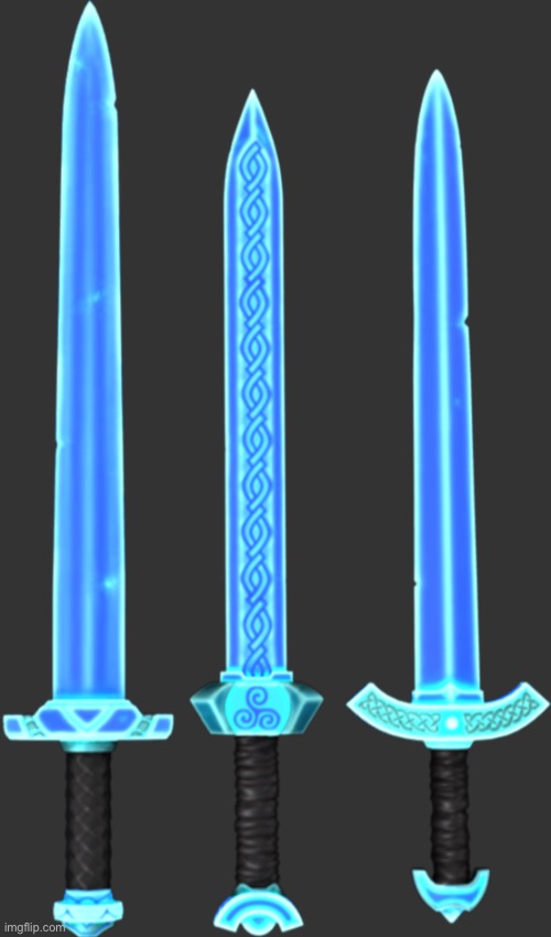 Three swords of the same concept that definitely won’t have any impact until like- 2050 | made w/ Imgflip meme maker