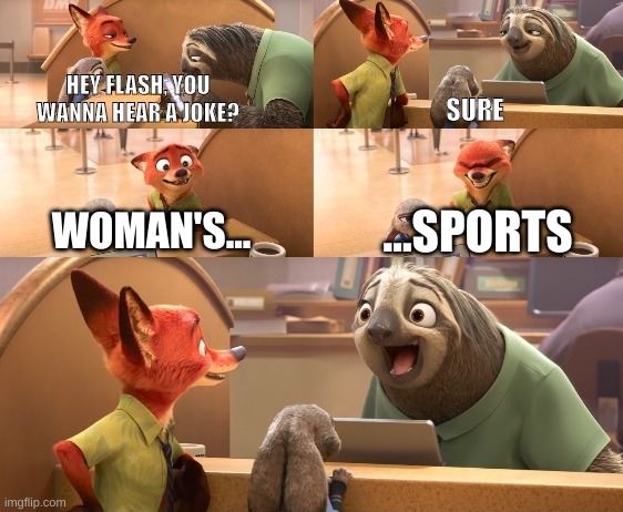 hilarious | ...SPORTS; WOMAN'S... | image tagged in hey flash you wanna hear a joke one liner version | made w/ Imgflip meme maker