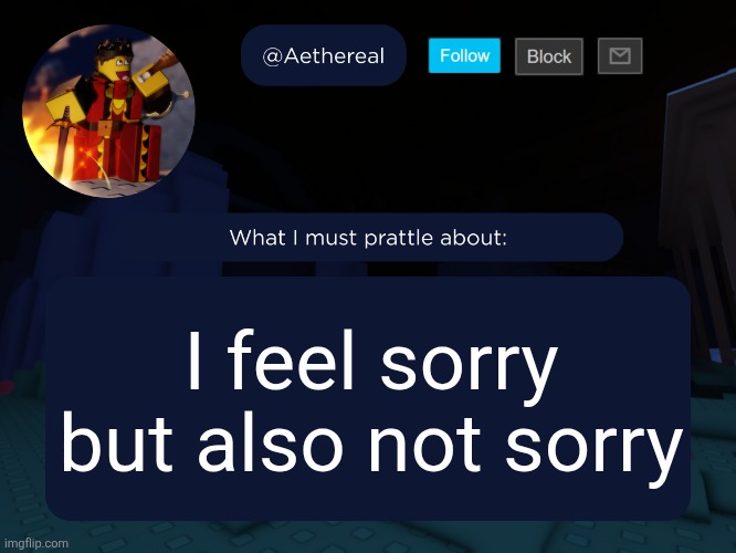 aethereal's forsaken template | I feel sorry but also not sorry | image tagged in aethereal's forsaken template | made w/ Imgflip meme maker