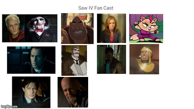 Credit to Mico the Ninjago Fan 2024 for this used | image tagged in meme,memes,spoof cast,saw 4,characters,roles | made w/ Imgflip meme maker