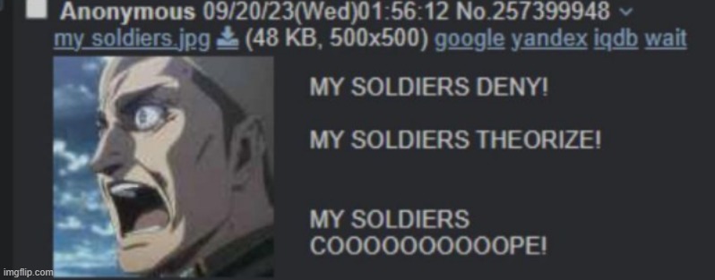 MY SOLDIERS DENY | image tagged in my soldiers deny | made w/ Imgflip meme maker