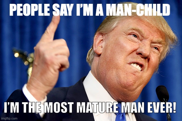 Donald Trump | PEOPLE SAY I’M A MAN-CHILD; I’M THE MOST MATURE MAN EVER! | image tagged in donald trump | made w/ Imgflip meme maker