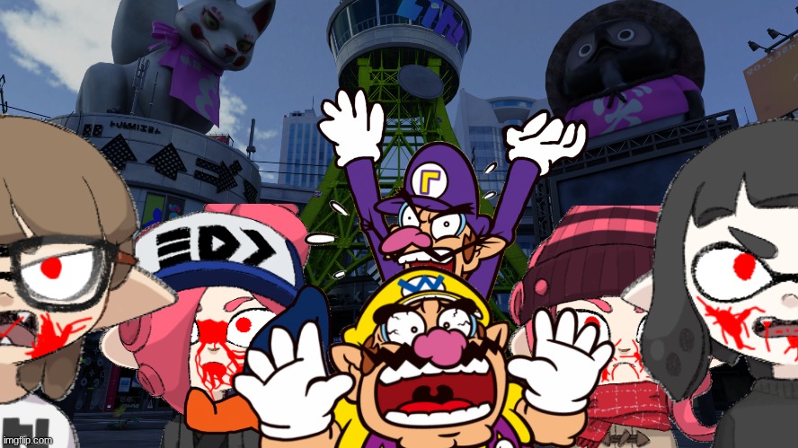 Wario and Waluigi die to berserked inklings and octolings while exploring an abandoned inkopolis.mp3 | image tagged in wario,waluigi,wario dies,splatoon,inkling,octoling | made w/ Imgflip meme maker