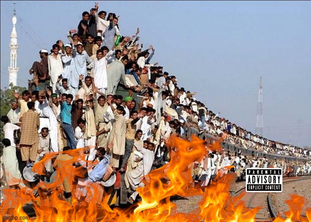 trainwreck India | image tagged in indian train | made w/ Imgflip meme maker