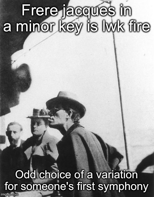 3rd movement, mahler cooking | Frere jacques in a minor key is lwk fire; Odd choice of a variation for someone's first symphony | image tagged in mahler | made w/ Imgflip meme maker