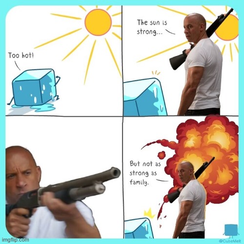 image tagged in ice cube,sun,fast and furious,vin diesel,strong,family | made w/ Imgflip meme maker