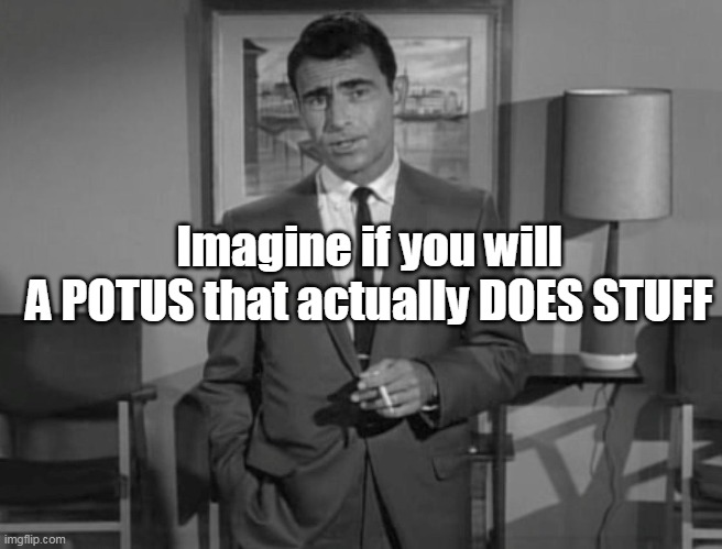 Imagine if you will
A POTUS that actually DOES STUFF | made w/ Imgflip meme maker