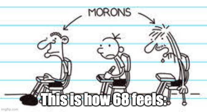 How 68 feels | This is how 68 feels: | image tagged in surrounded by morons | made w/ Imgflip meme maker